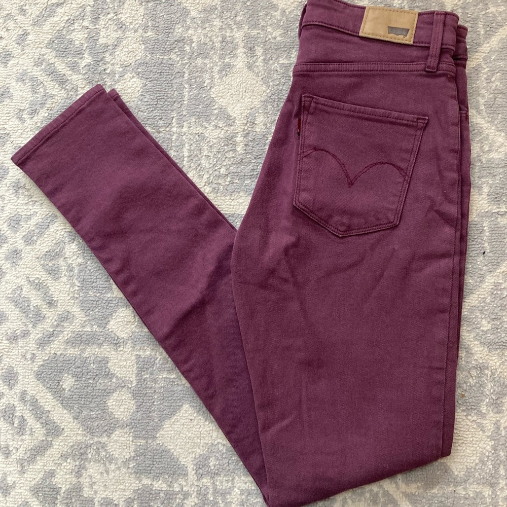 Levis High Rise Stretch Skinny Jeans 2000s Plum 27